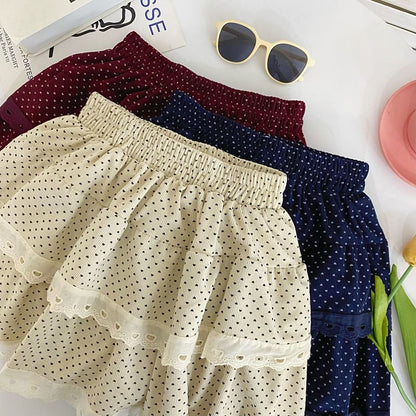 Low Waist Dotted Flared Mini Skirt