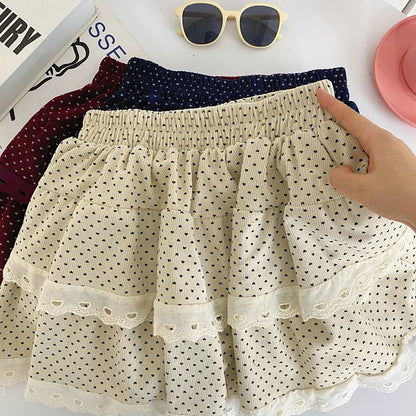 Low Waist Dotted Flared Mini Skirt