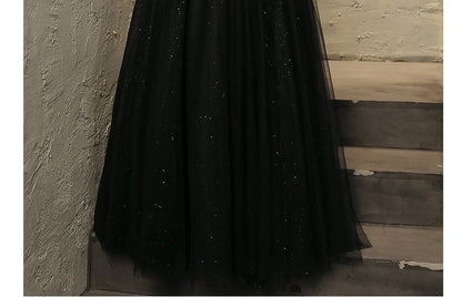 Ruffle Strap Sweetheart-Neckline Glitter A-Line Evening Gown