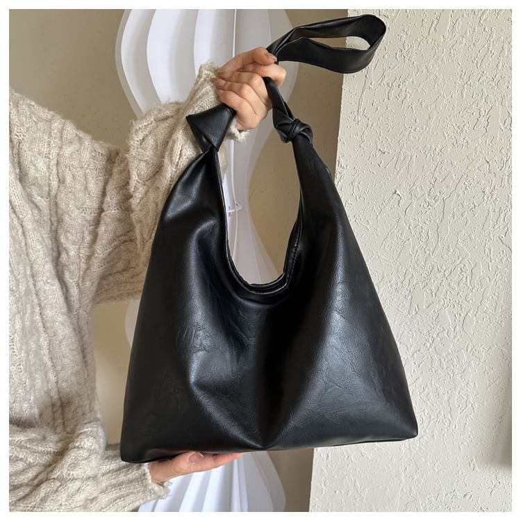 Simple Knotted Faux Leather Shoulder Bag
