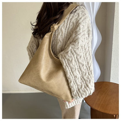 Simple Knotted Faux Leather Shoulder Bag