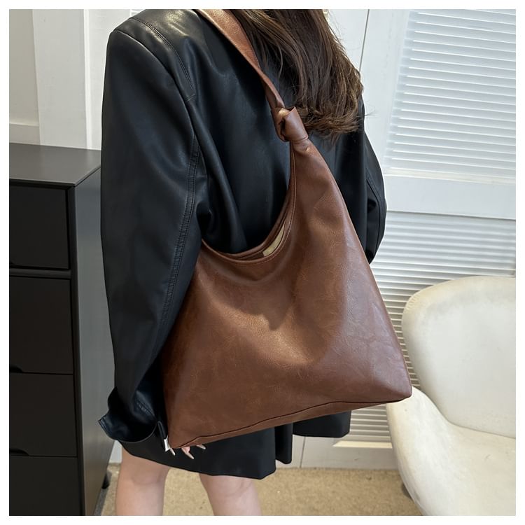 Simple Knotted Faux Leather Shoulder Bag