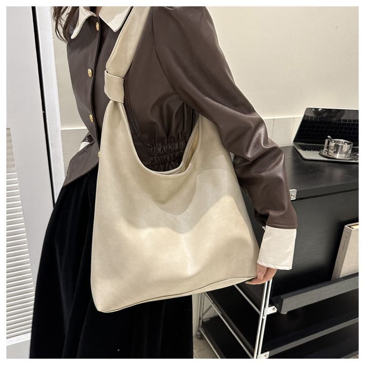 Simple Knotted Faux Leather Shoulder Bag