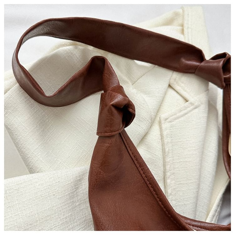 Simple Knotted Faux Leather Shoulder Bag