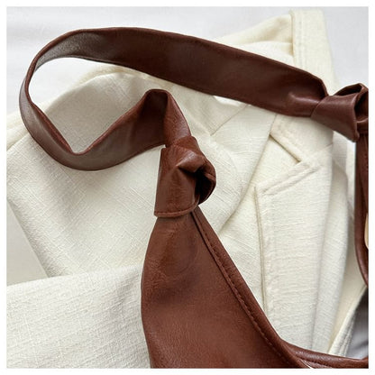 Simple Knotted Faux Leather Shoulder Bag
