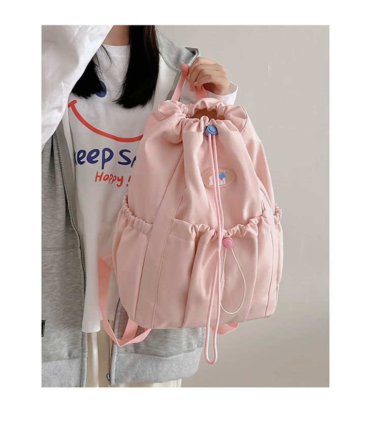 Applique Drawstring Nylon Backpack