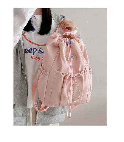 Applique Drawstring Nylon Backpack