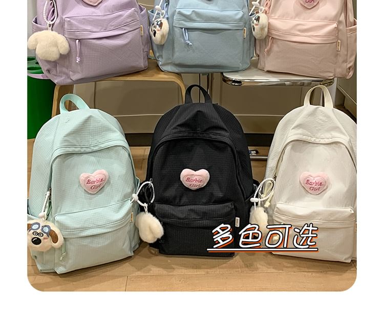 Plaid Nylon Backpack / Brooch / Set