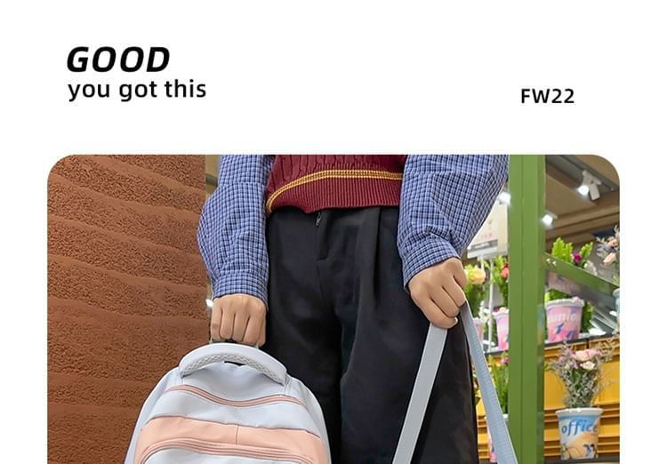 Cartoon Embroidered Nylon Backpack / Tote Bag