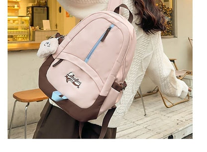 Lettering Applique Nylon Backpack / Bag Charm / Set