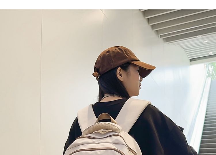 Lettering Buckled Nylon Backpack / Bag Charm / Set