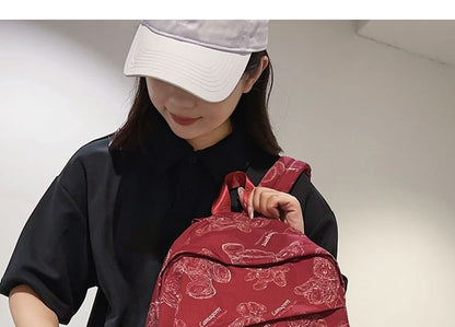 Bear Print Buckled Nylon Backpack