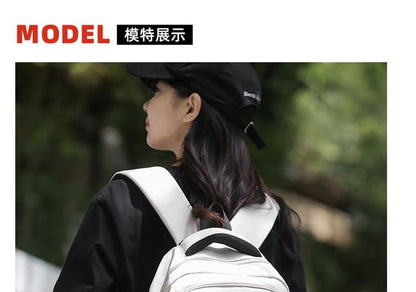 Lettering Applique Buckled Nylon Backpack