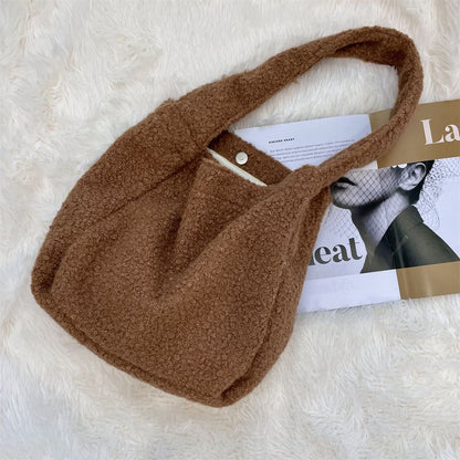 Plain Faux Shearling Shoulder Bag