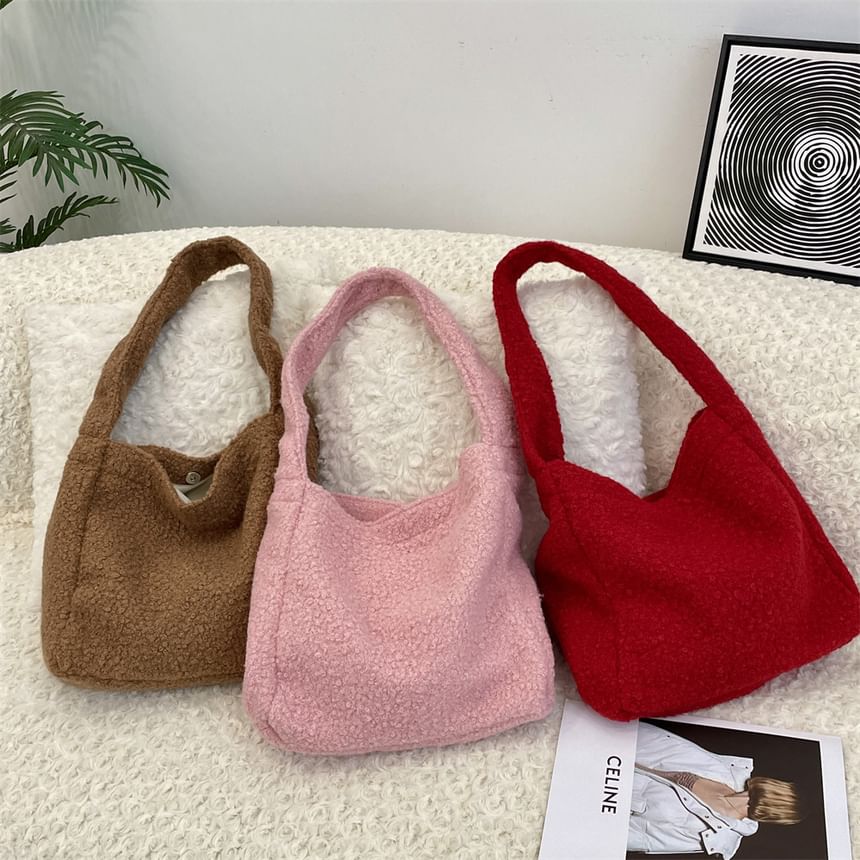 Plain Faux Shearling Shoulder Bag