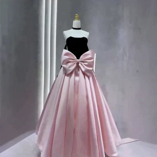 Strapless Two Tone Bow Ball Gown
