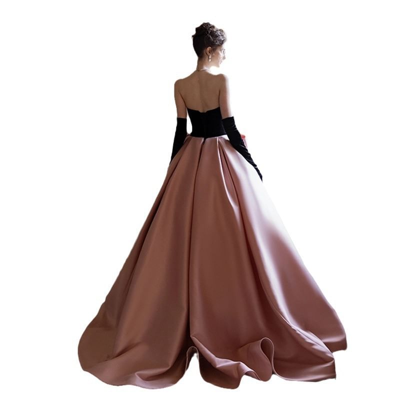 Strapless Two Tone Bow Ball Gown