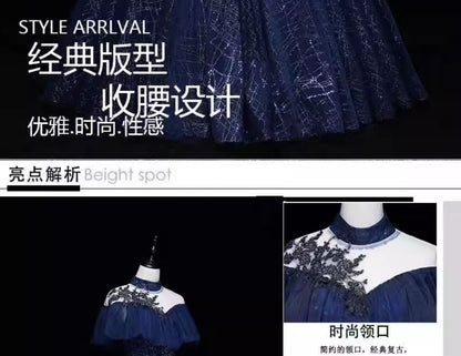 Cap-Sleeve Neck Sequin Ball Gown Mock