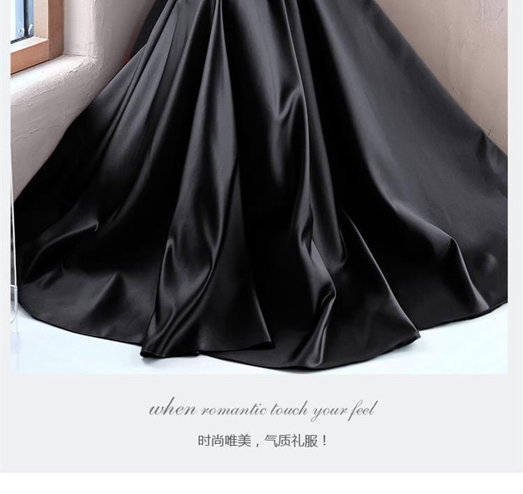 A-Line Plain One-Shoulder Evening Gown Sleeveless Bow