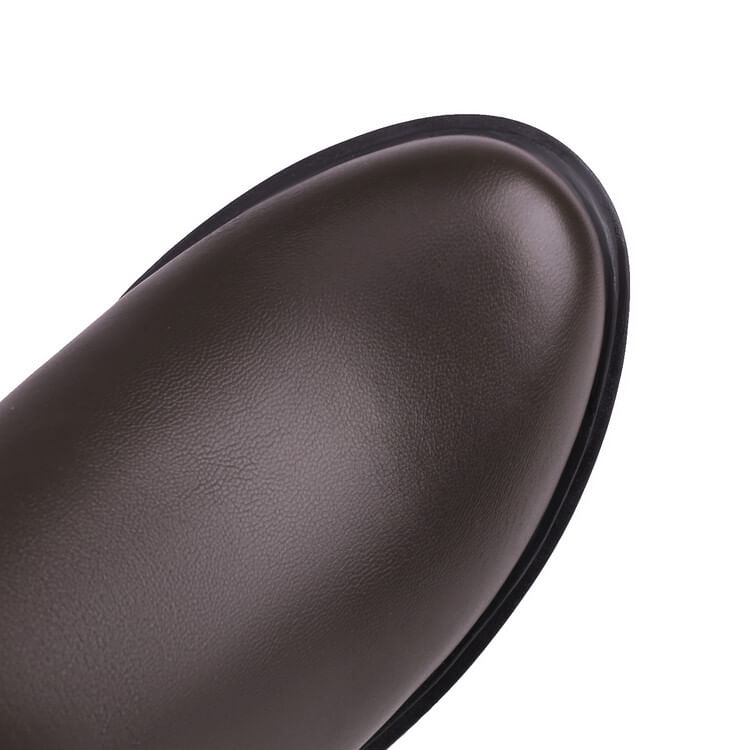 Platform Block Heel Mid Calf Boots