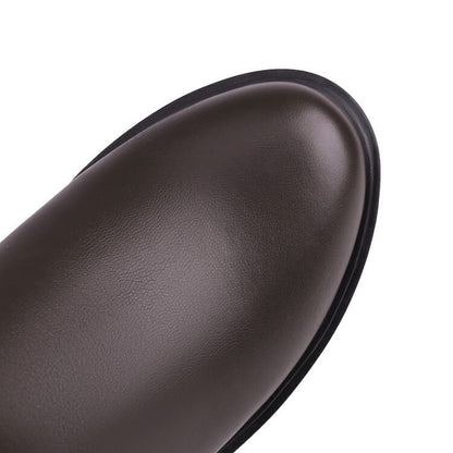 Platform Block Heel Mid Calf Boots