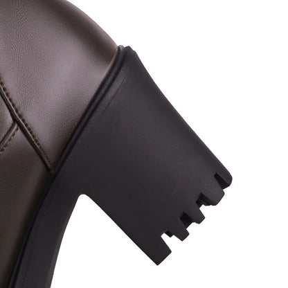 Platform Block Heel Mid Calf Boots