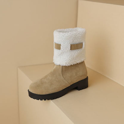 Platform Fleece Panel Faux Suede Short Boots