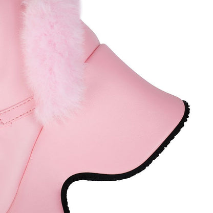 Platform Panel Fluffy Lace Up Knee High Boots