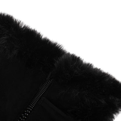 Platform Pom Pom Panel Fluffy Block Heel Mid Calf Boots