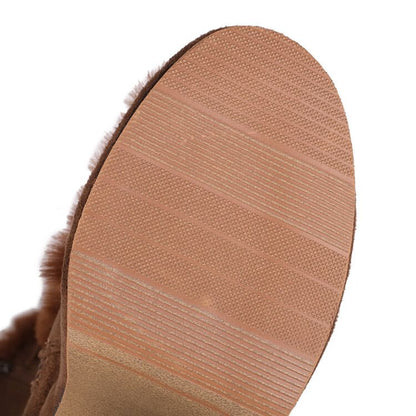 Platform Fluffy Panel Faux Suede Lace Up Knee High Boots