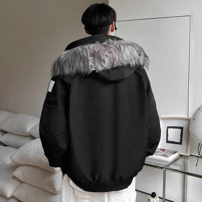 Hooded Faux Fur Zip-Up Parka