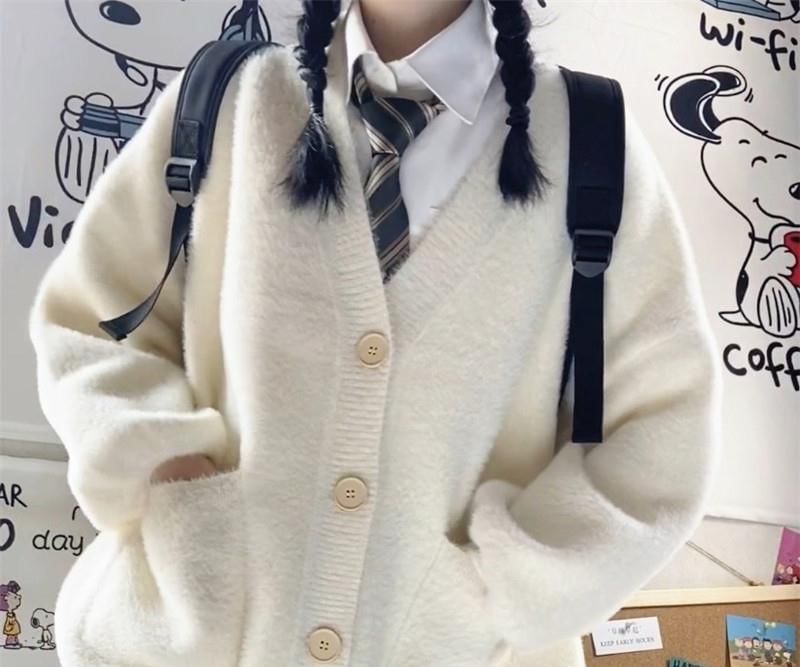 V-Neck Button-Front Solid Cardigan