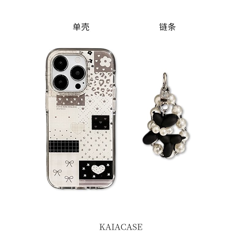 Panel Phone Case / Faux Pearl Strap / Set
