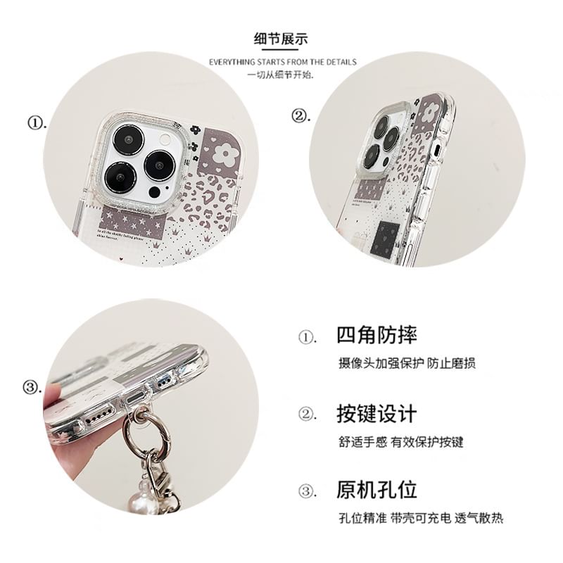 Panel Phone Case / Faux Pearl Strap / Set