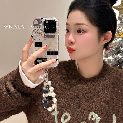 Panel Phone Case / Faux Pearl Strap / Set