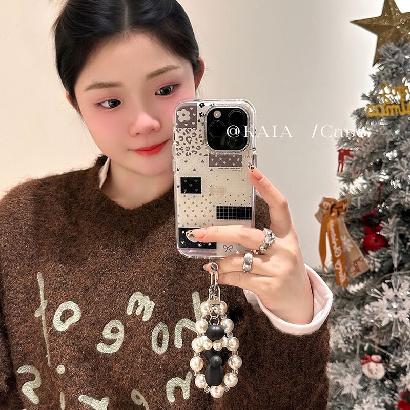 Panel Phone Case / Faux Pearl Strap / Set