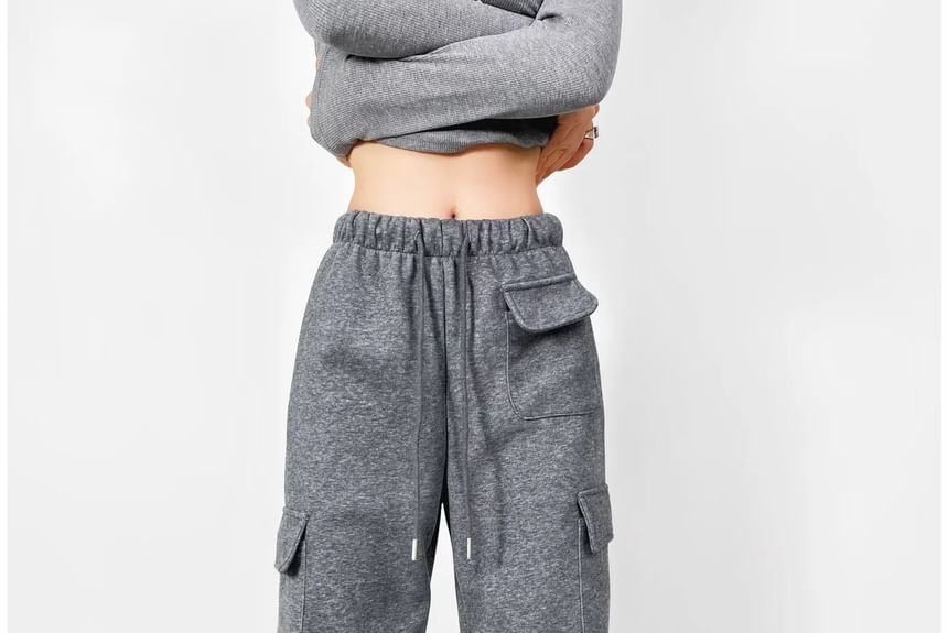 Drawstring Waist Loose Fit Cargo Sweatpants