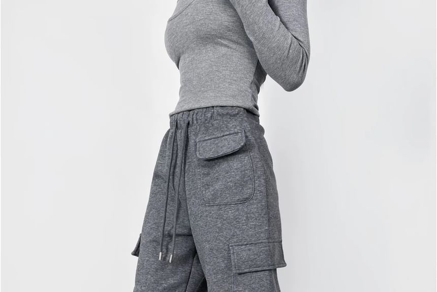 Drawstring Waist Loose Fit Cargo Sweatpants