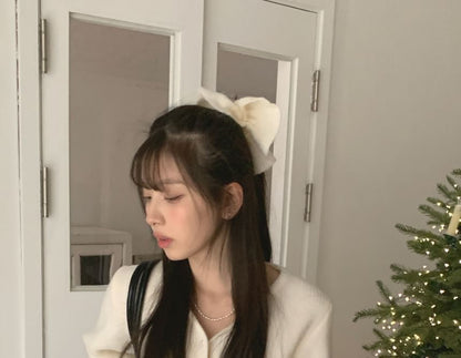 V-Neck Faux Pearl Button-Front Cardigan