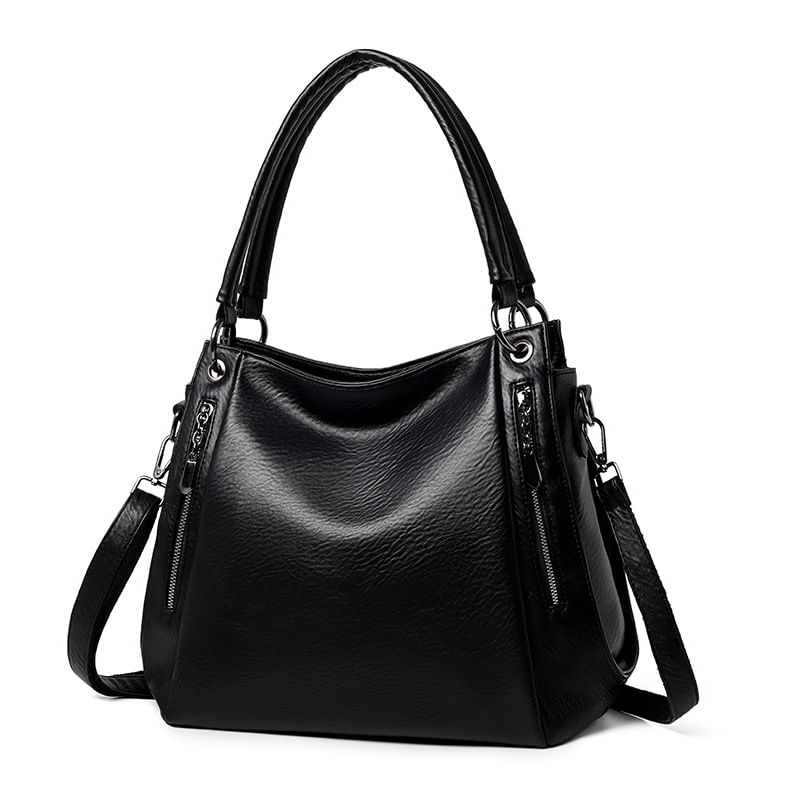 Genuine Leather Plain Shoulder Bag