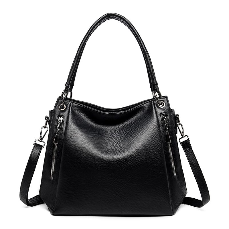 Genuine Leather Plain Shoulder Bag