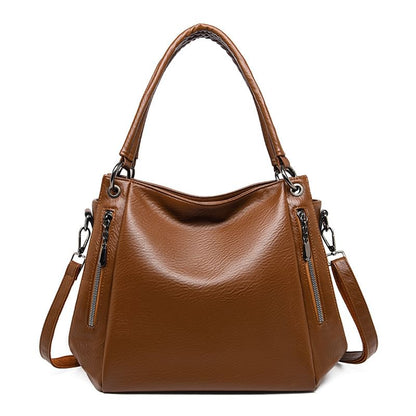 Genuine Leather Plain Shoulder Bag