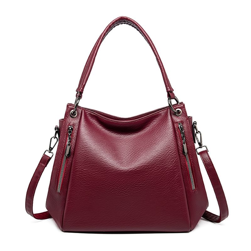 Genuine Leather Plain Shoulder Bag