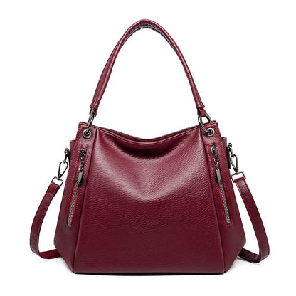 Genuine Leather Plain Shoulder Bag