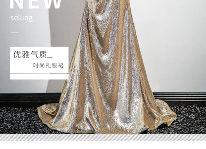 Sequin Sleeveless Trumpet Gown Evening Off-Shoulder