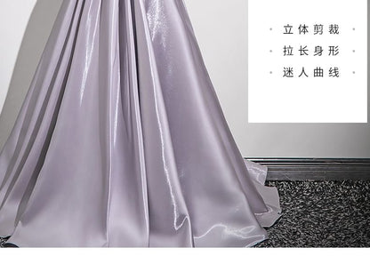 Off-Shoulder Plain Ruffle Trim A-Line Evening Gown