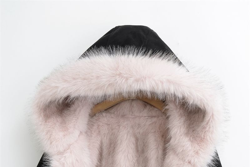Reversible Hood Faux Fur Zip Jacket