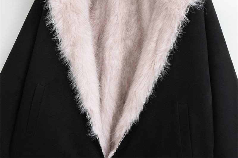 Reversible Hood Faux Fur Zip Jacket