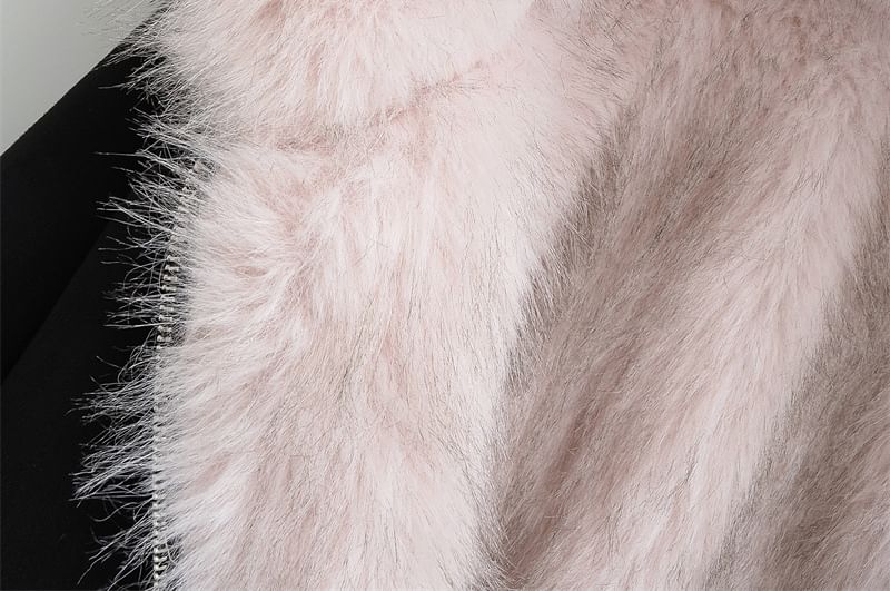 Reversible Hood Faux Fur Zip Jacket