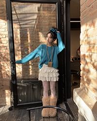 High Rise Plain Ruffle Tiered Mini A-Line Skirt